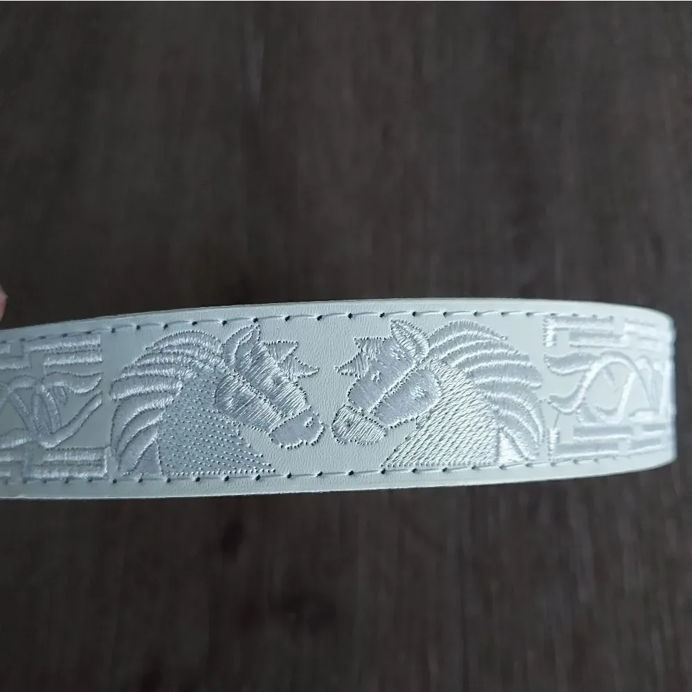 Authentic Mexican Piteado Leather Belt Handmade Horse Belt White Kids Size 20